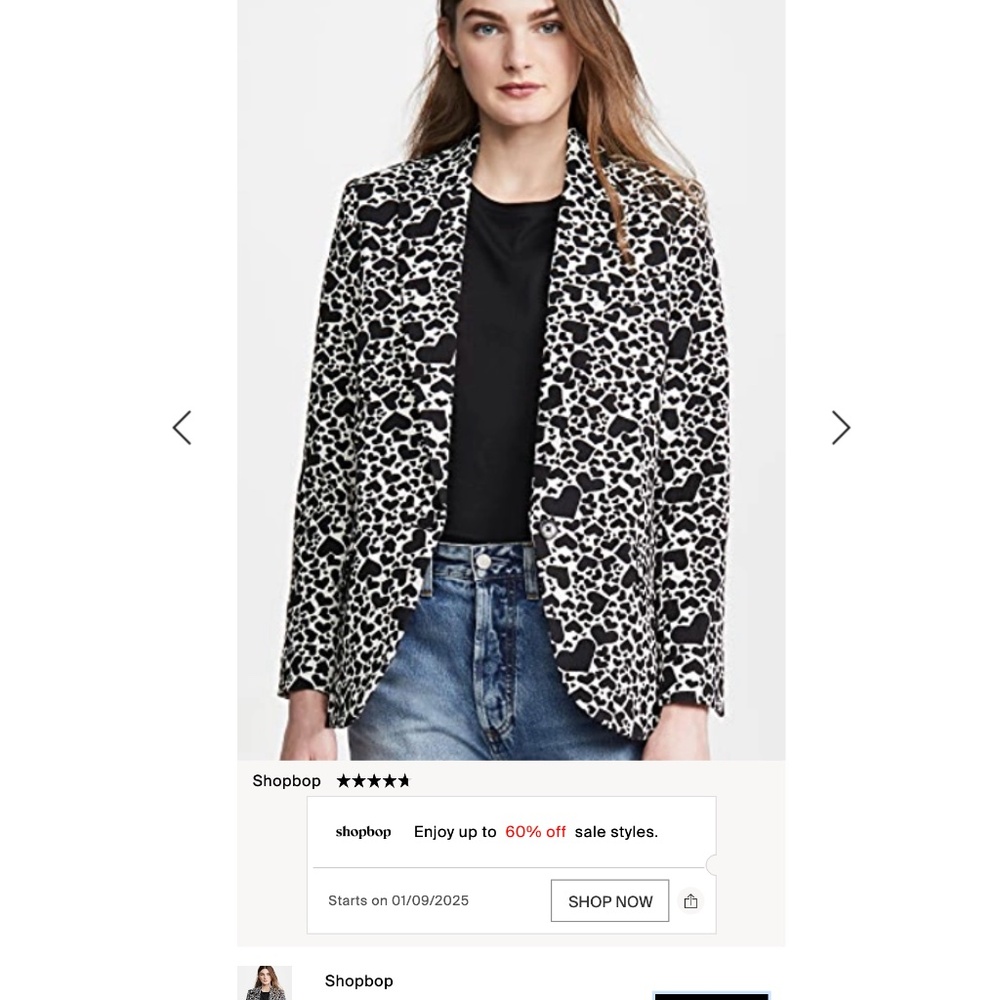 NWT Brand new*MINT Zadig & Voltaire Viking jacket heart print  sz36/SMALL (US 4)